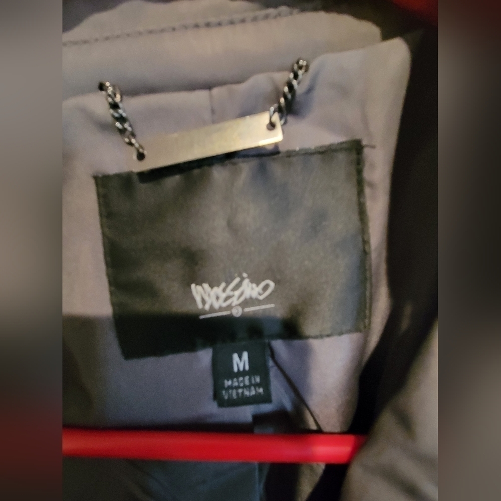 055. MOSSIMO Trench Coat Wrap-Belt Olive Grey M - Picture 2 of 4